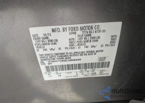 2014 Ford Explorer Xlt z USA, uszkodzony, nr VIN 1FM5K7D82EGB08445
